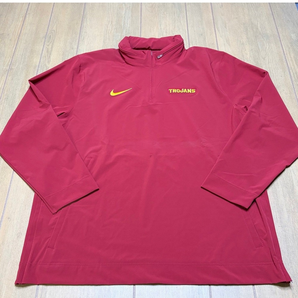 Nike‎ Pullover Men XL Red USC Trojans DZ9042-613 Quarter Zip Training Top